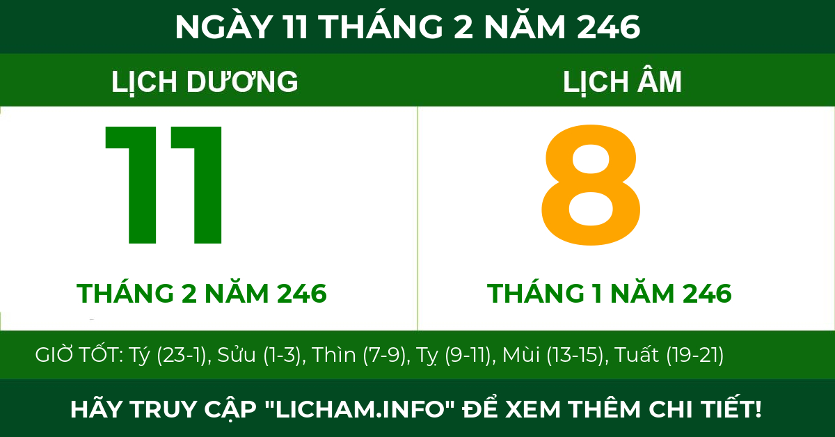lịch âm ngày 11 tháng 2 năm 246