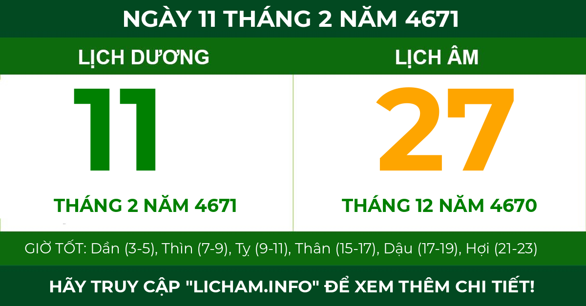 lịch âm ngày 11 tháng 2 năm 4671