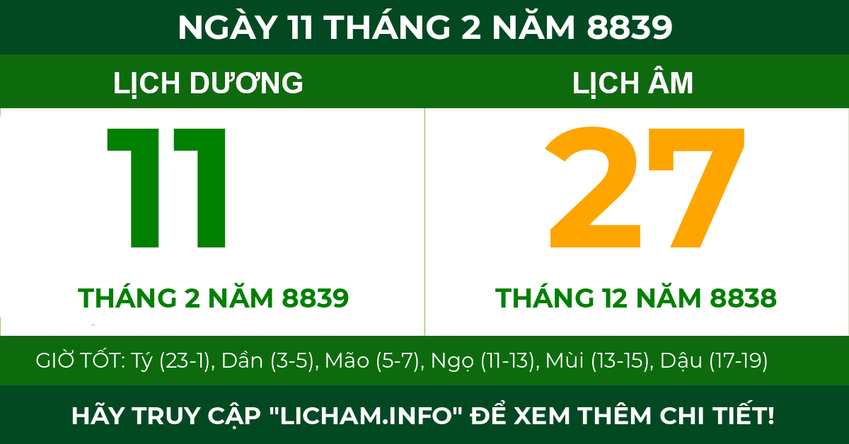 lịch âm ngày 11 tháng 2 năm 8839