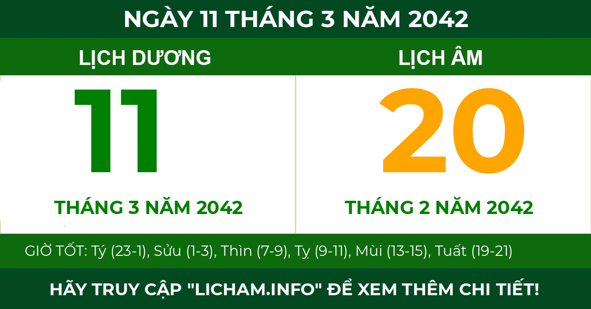 lịch âm ngày 11 tháng 3 năm 2042