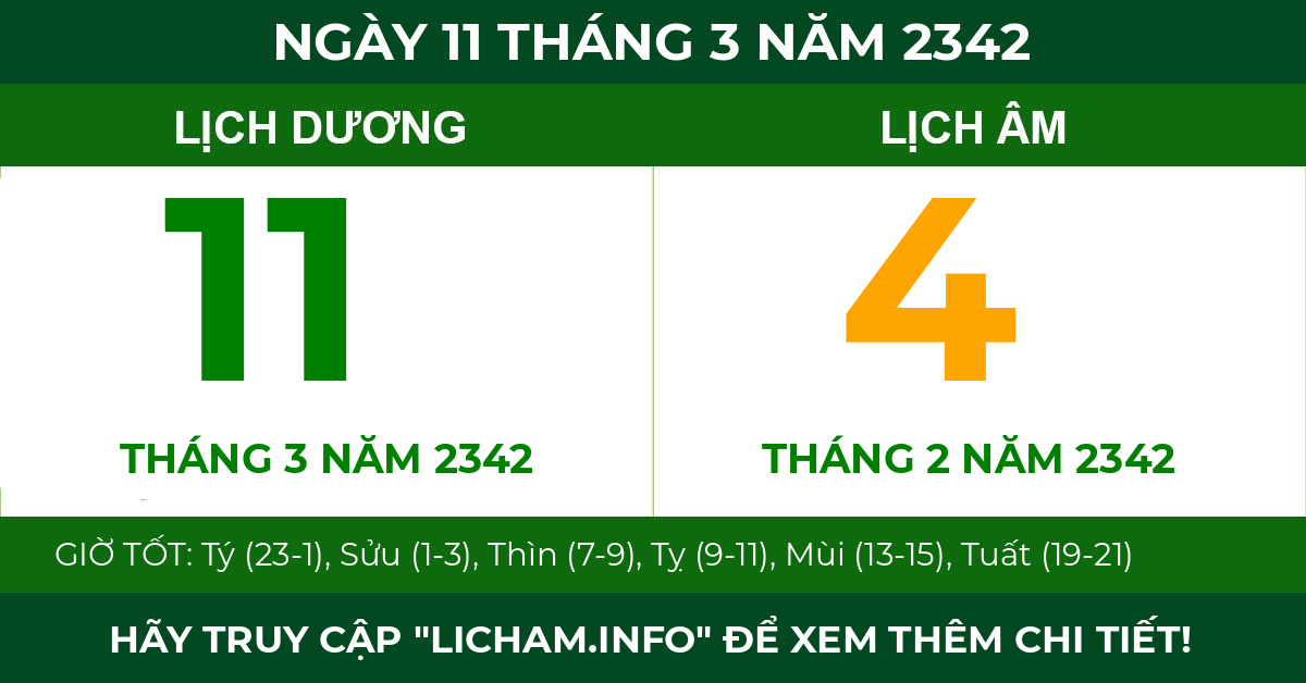 lịch âm ngày 11 tháng 3 năm 2342