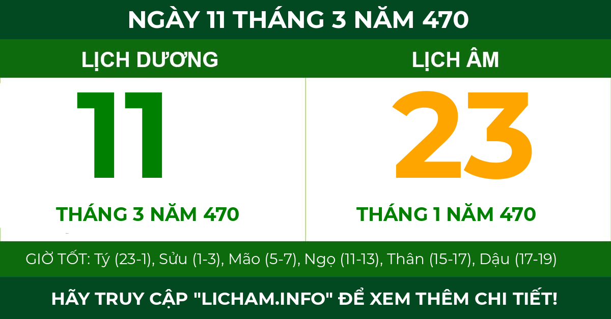 lịch âm ngày 11 tháng 3 năm 470