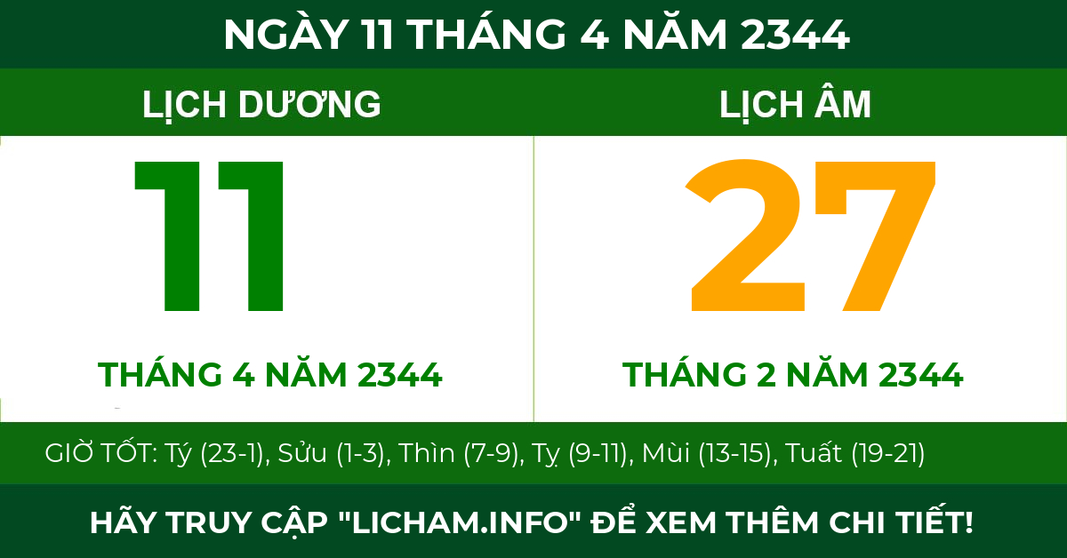 lịch âm ngày 11 tháng 4 năm 2344
