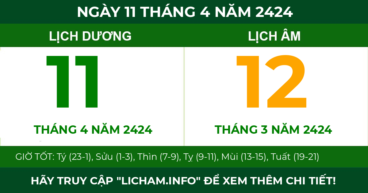 lịch âm ngày 11 tháng 4 năm 2424
