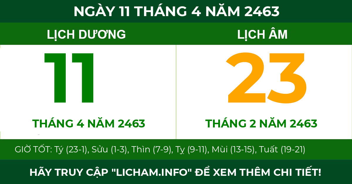 lịch âm ngày 11 tháng 4 năm 2463