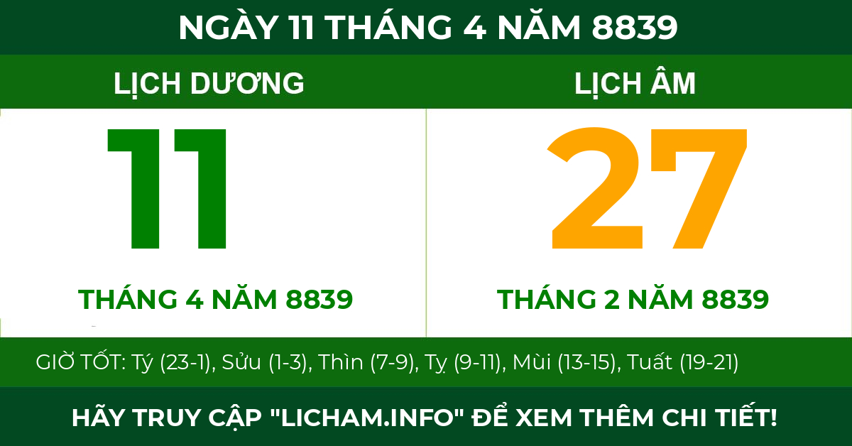 lịch âm ngày 11 tháng 4 năm 8839