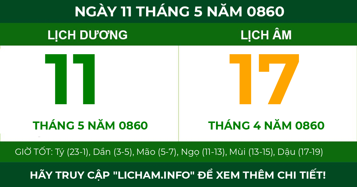 lịch âm ngày 11 tháng 5 năm 0860