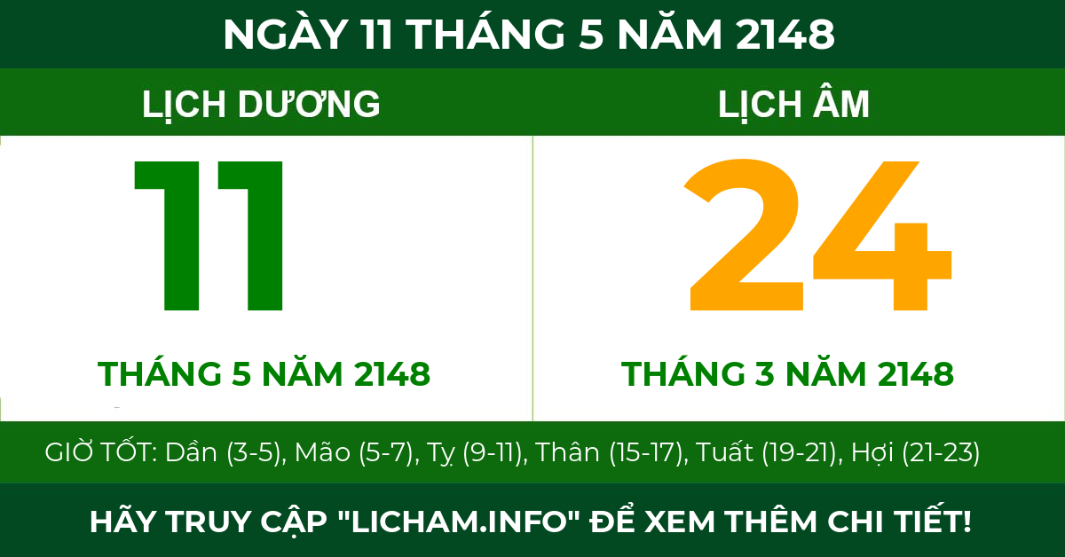 lịch âm ngày 11 tháng 5 năm 2148
