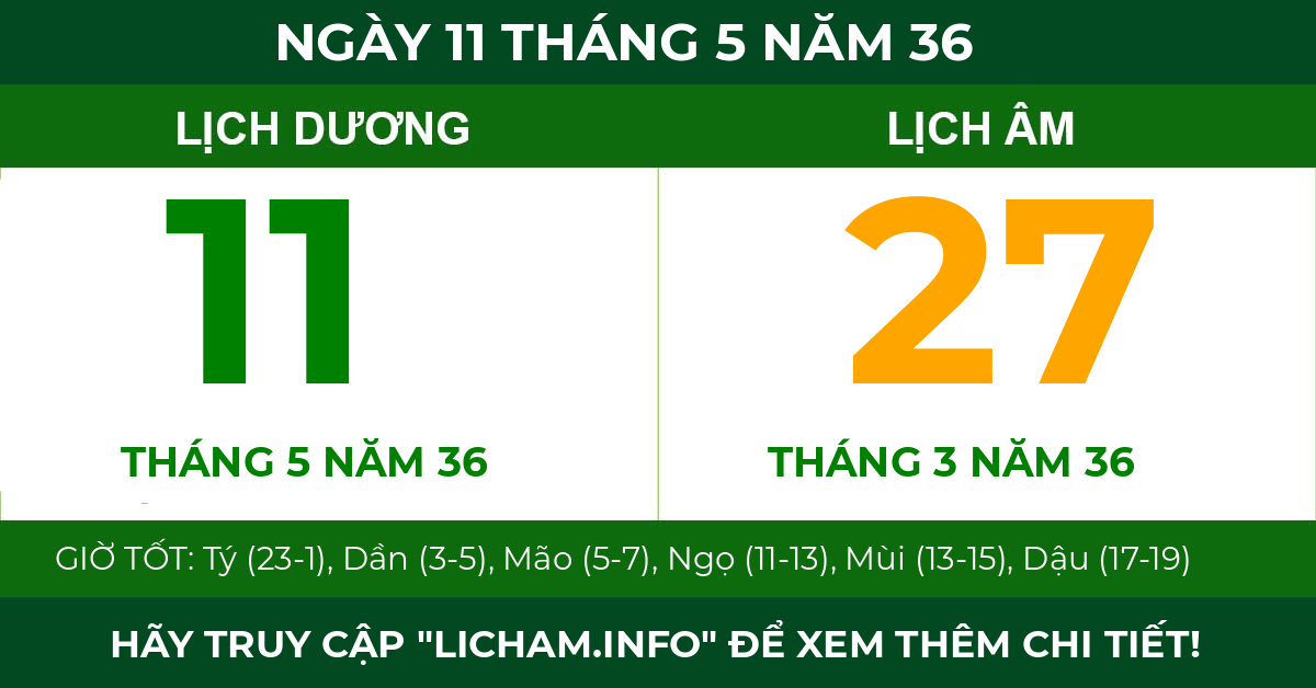 lịch âm ngày 11 tháng 5 năm 36