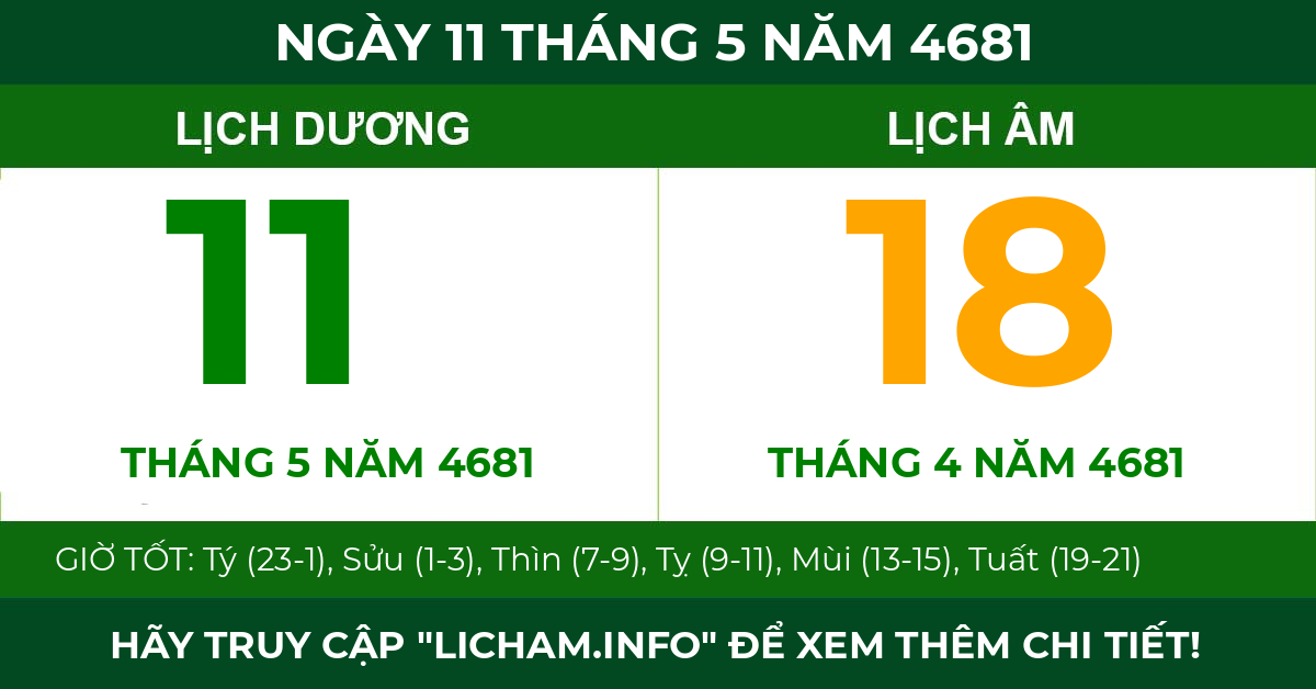 lịch âm ngày 11 tháng 5 năm 4681