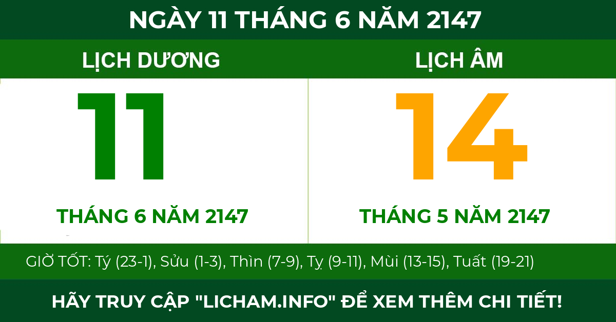 lịch âm ngày 11 tháng 6 năm 2147