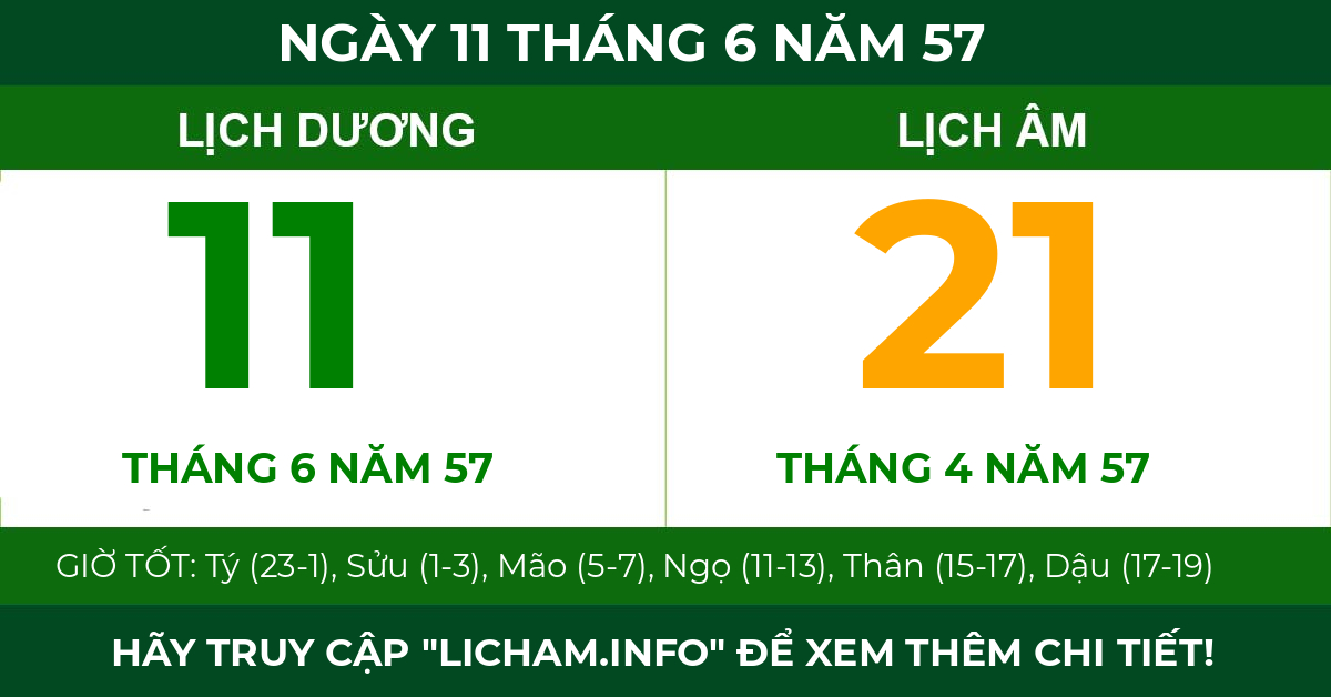 lịch âm ngày 11 tháng 6 năm 57