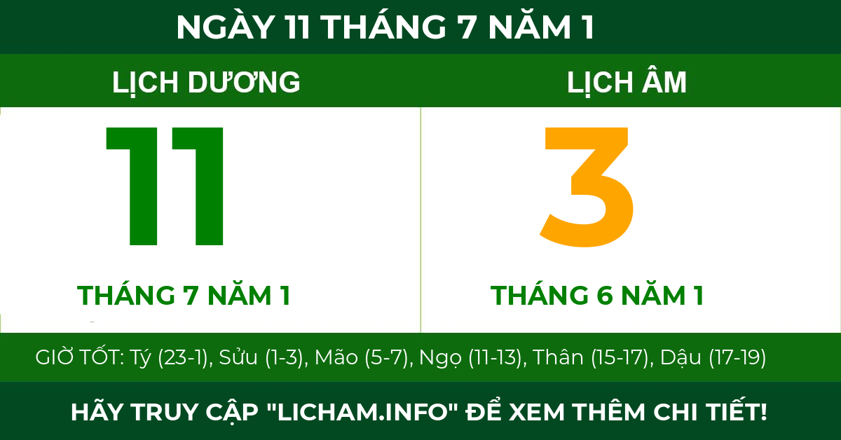 lịch âm ngày 11 tháng 7 năm 1