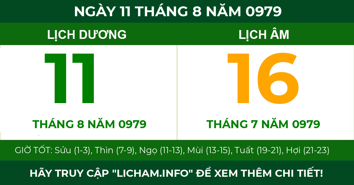 lịch âm ngày 11 tháng 8 năm 0979