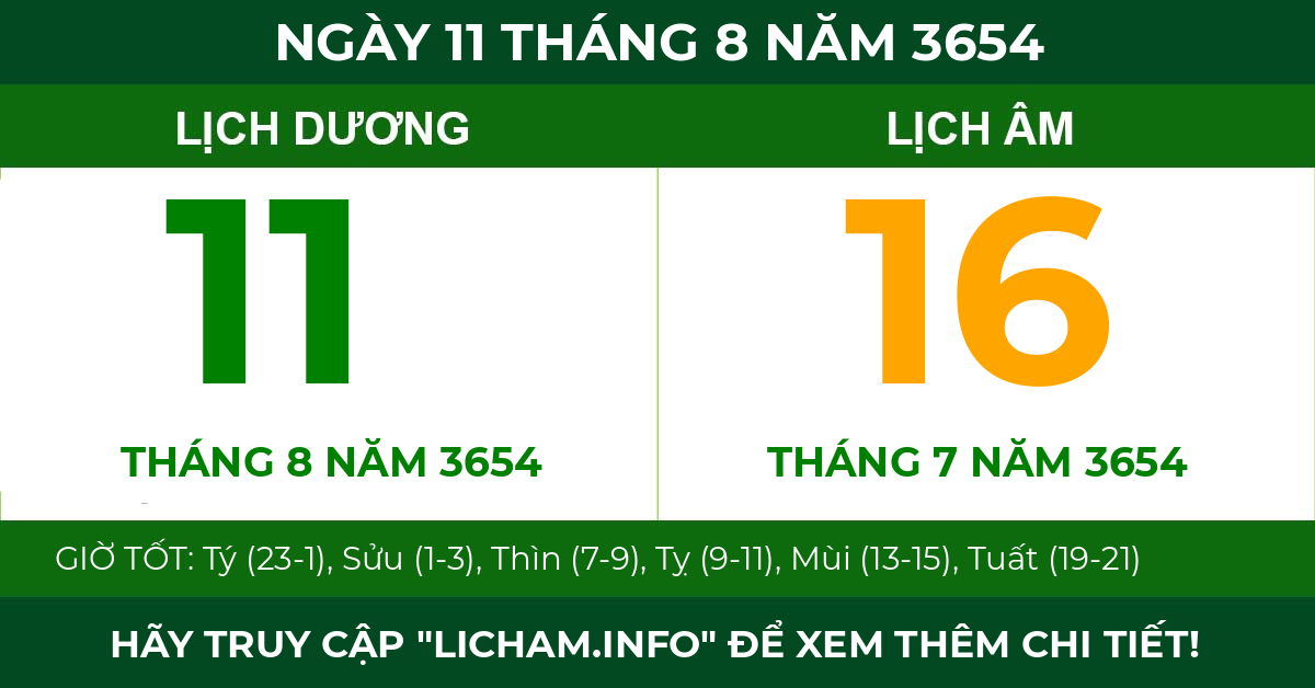 lịch âm ngày 11 tháng 8 năm 3654