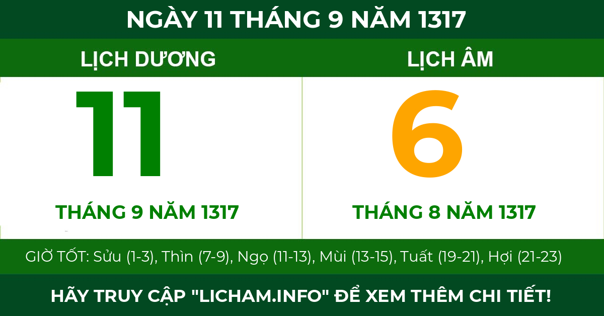 lịch âm ngày 11 tháng 9 năm 1317