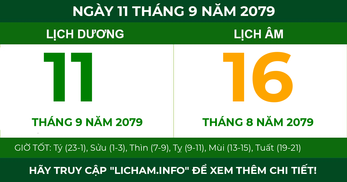 lịch âm ngày 11 tháng 9 năm 2079