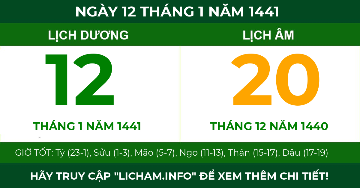 lịch âm ngày 12 tháng 1 năm 1441