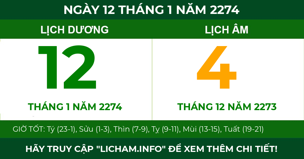 lịch âm ngày 12 tháng 1 năm 2274