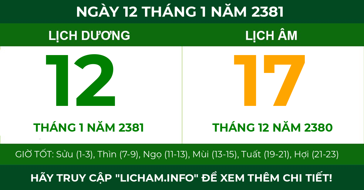 lịch âm ngày 12 tháng 1 năm 2381