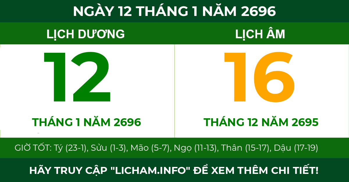 lịch âm ngày 12 tháng 1 năm 2696