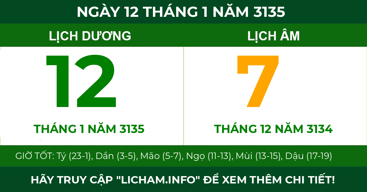 lịch âm ngày 12 tháng 1 năm 3135