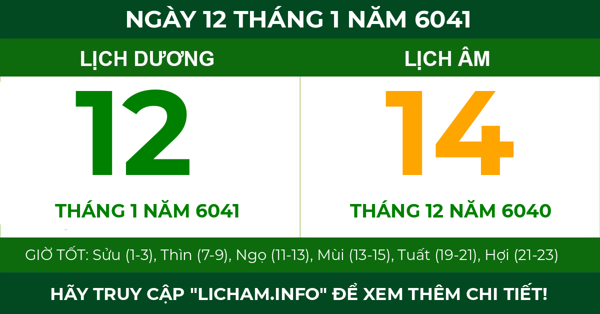 lịch âm ngày 12 tháng 1 năm 6041