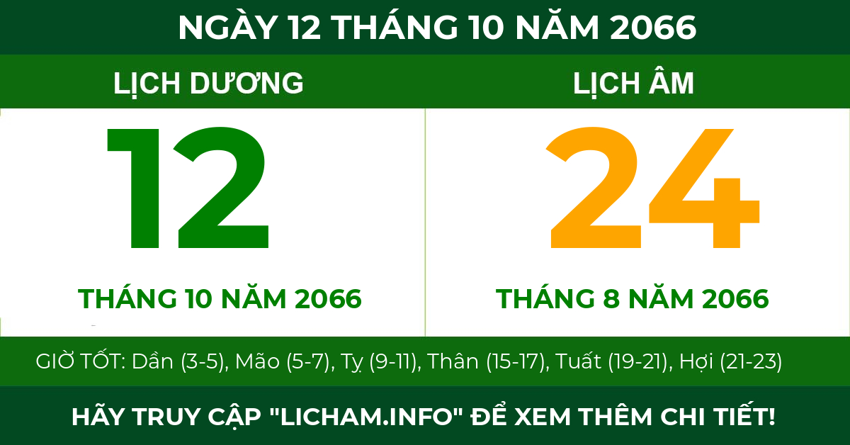 lịch âm ngày 12 tháng 10 năm 2066