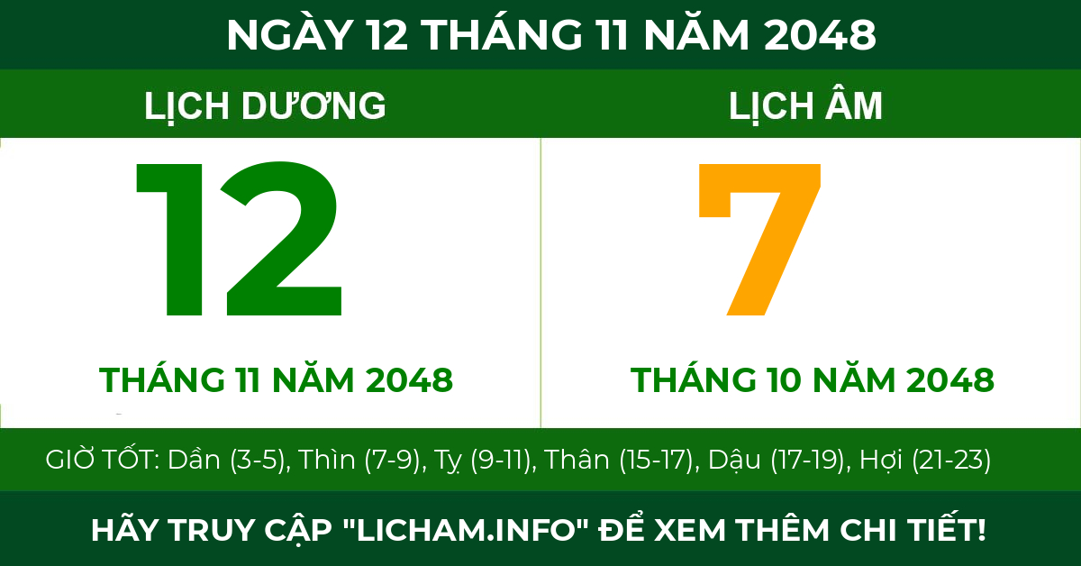 lịch âm ngày 12 tháng 11 năm 2048