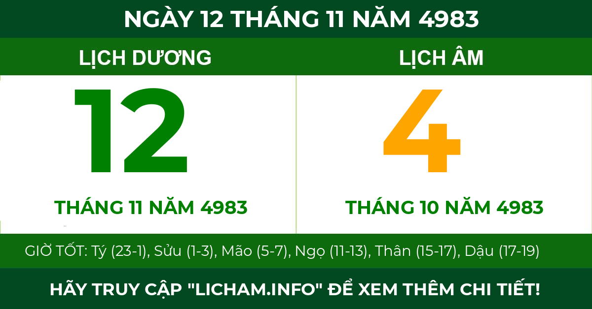 lịch âm ngày 12 tháng 11 năm 4983
