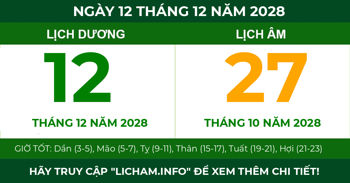 lịch âm ngày 12 tháng 12 năm 2028