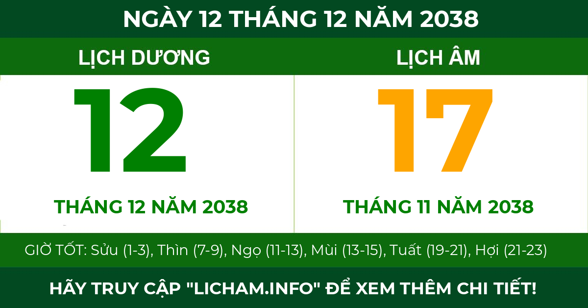 lịch âm ngày 12 tháng 12 năm 2038