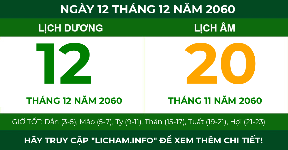 lịch âm ngày 12 tháng 12 năm 2060