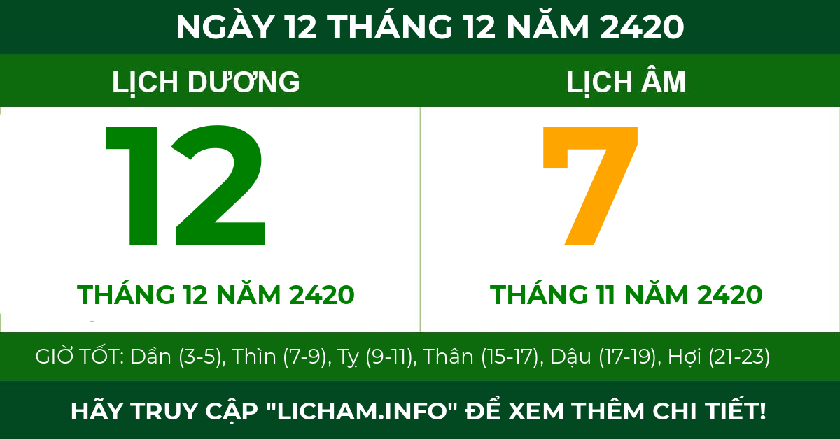 lịch âm ngày 12 tháng 12 năm 2420