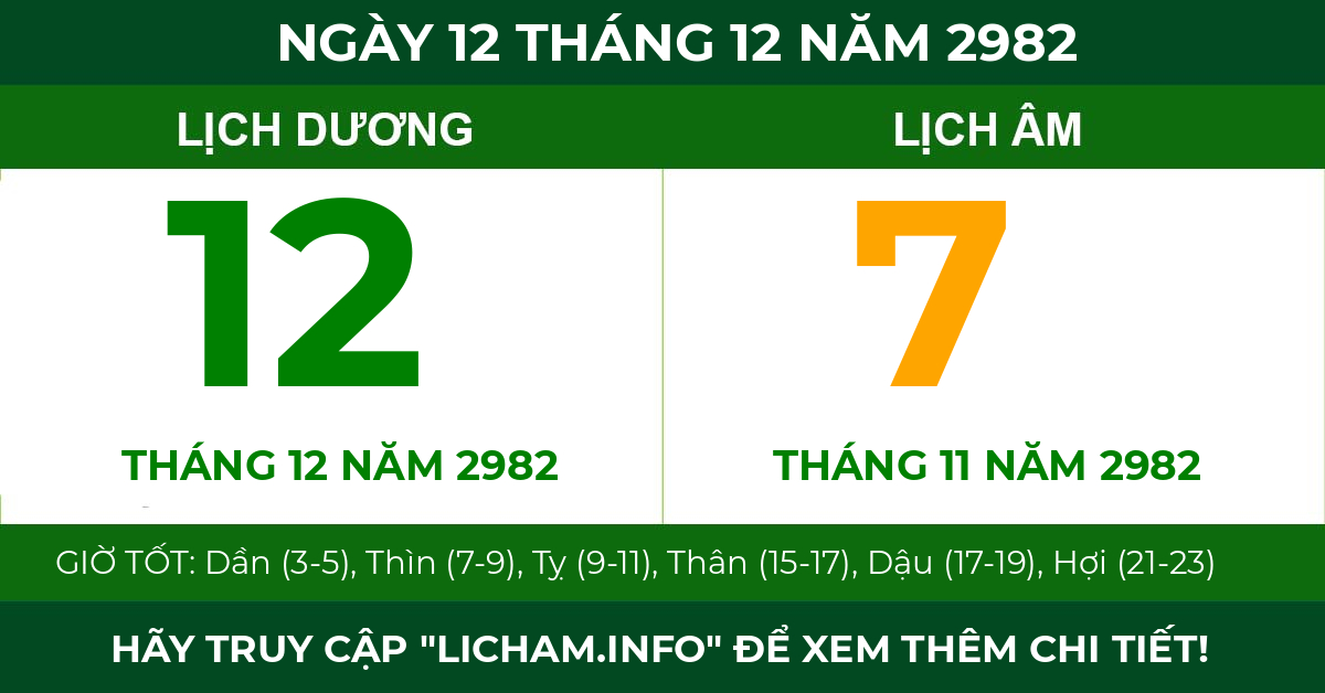 lịch âm ngày 12 tháng 12 năm 2982