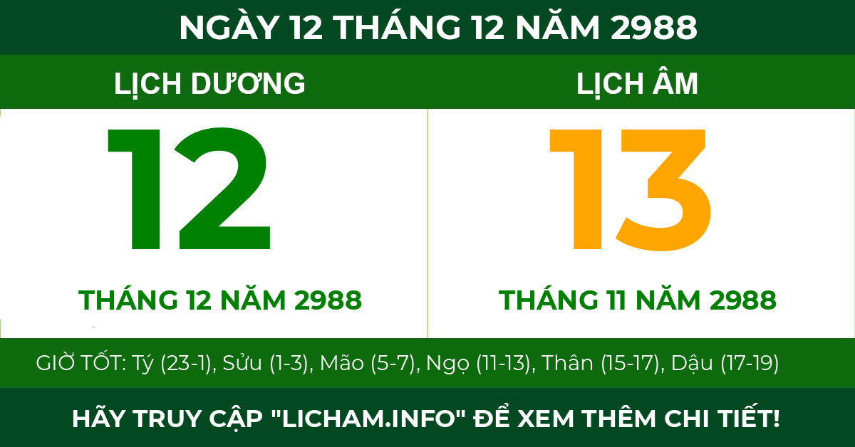 lịch âm ngày 12 tháng 12 năm 2988
