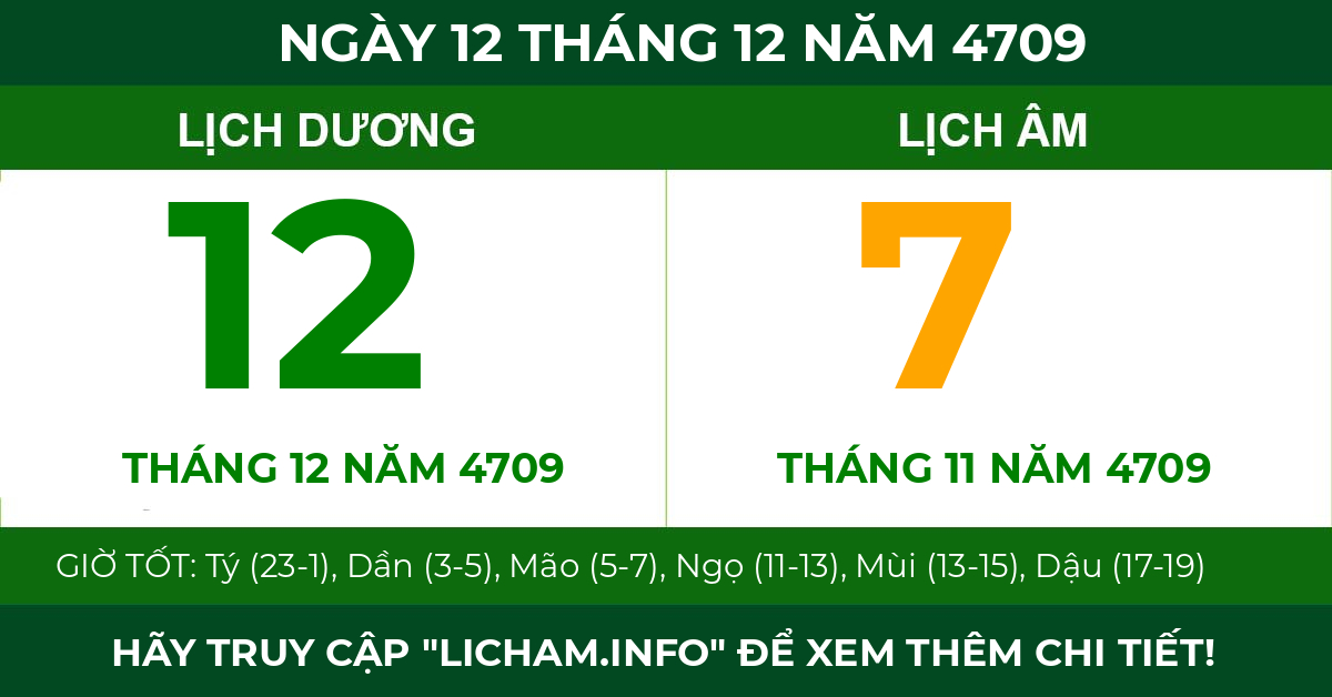 lịch âm ngày 12 tháng 12 năm 4709