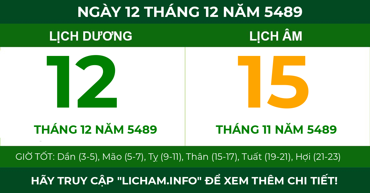 lịch âm ngày 12 tháng 12 năm 5489