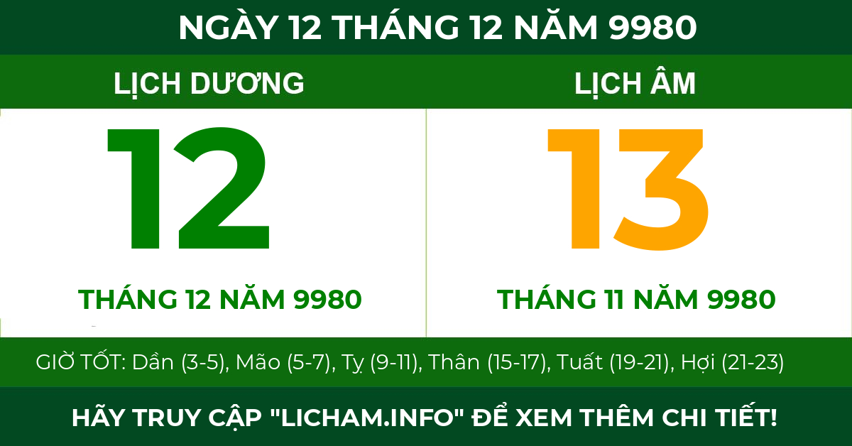 lịch âm ngày 12 tháng 12 năm 9980
