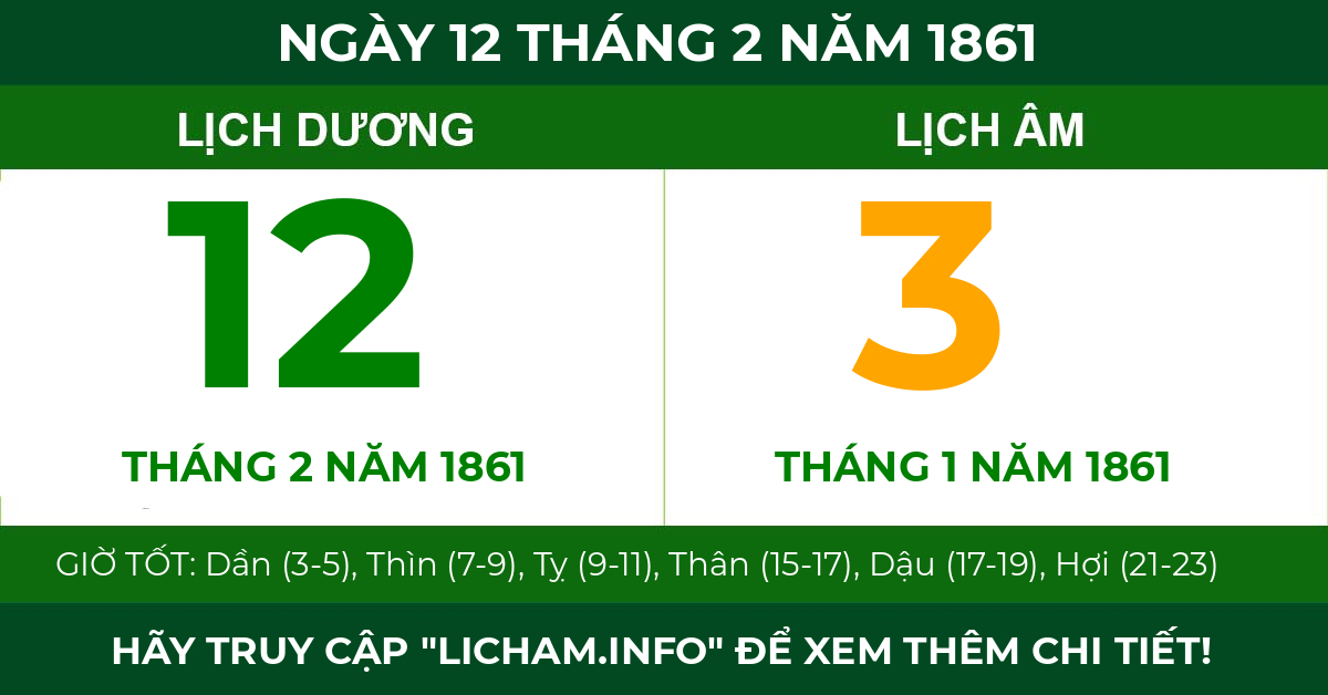 lịch âm ngày 12 tháng 2 năm 1861
