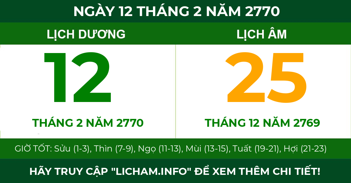 lịch âm ngày 12 tháng 2 năm 2770