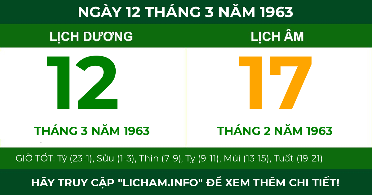 lịch âm ngày 12 tháng 3 năm 1963