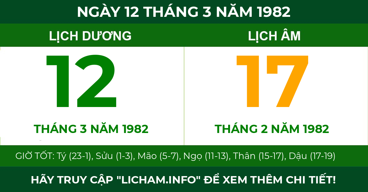 lịch âm ngày 12 tháng 3 năm 1982