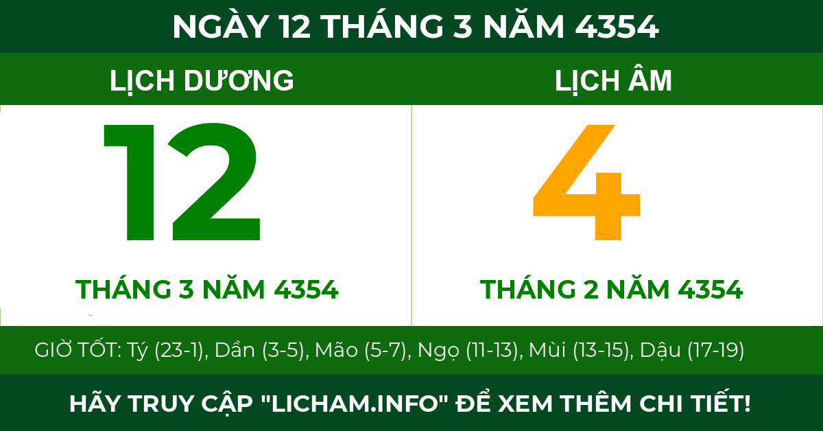 lịch âm ngày 12 tháng 3 năm 4354