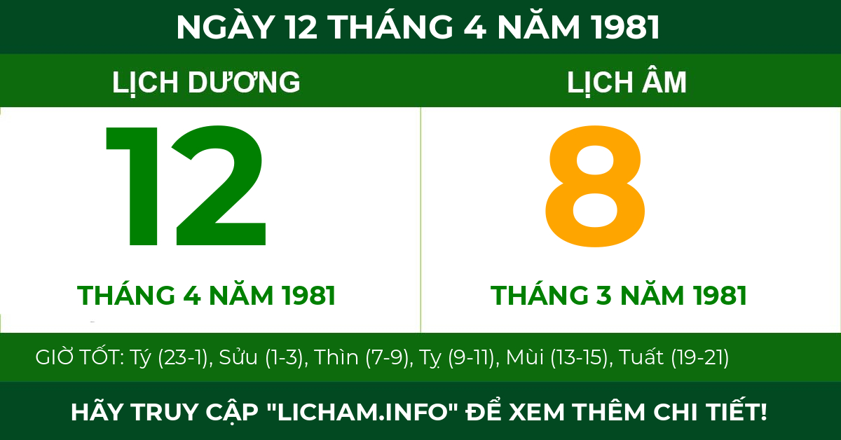 lịch âm ngày 12 tháng 4 năm 1981