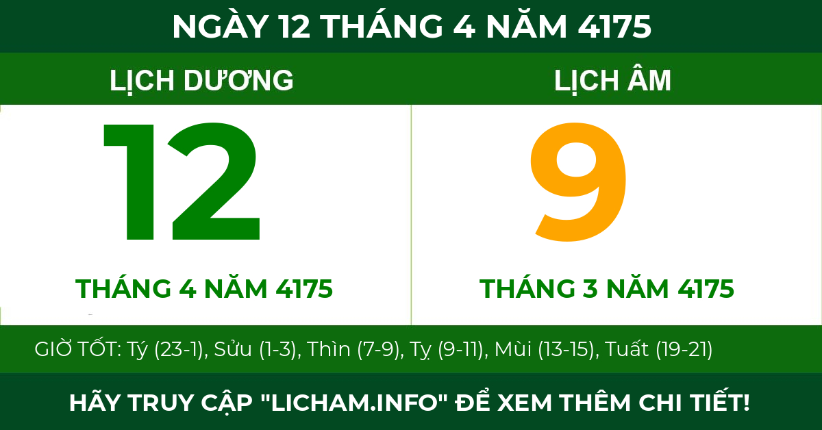 lịch âm ngày 12 tháng 4 năm 4175
