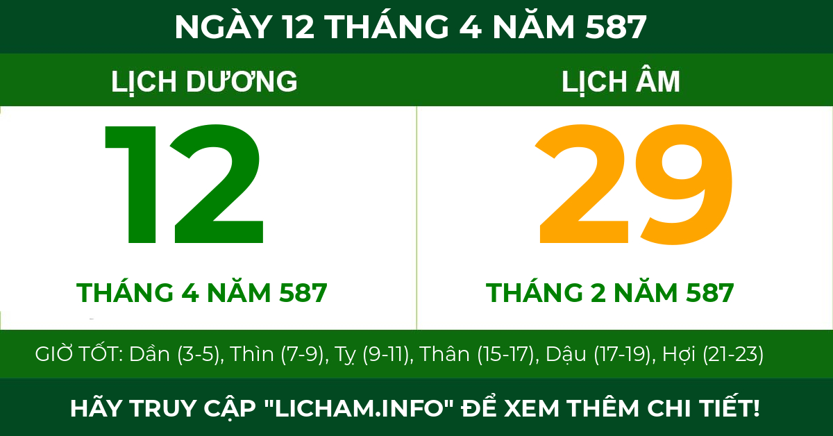 lịch âm ngày 12 tháng 4 năm 587