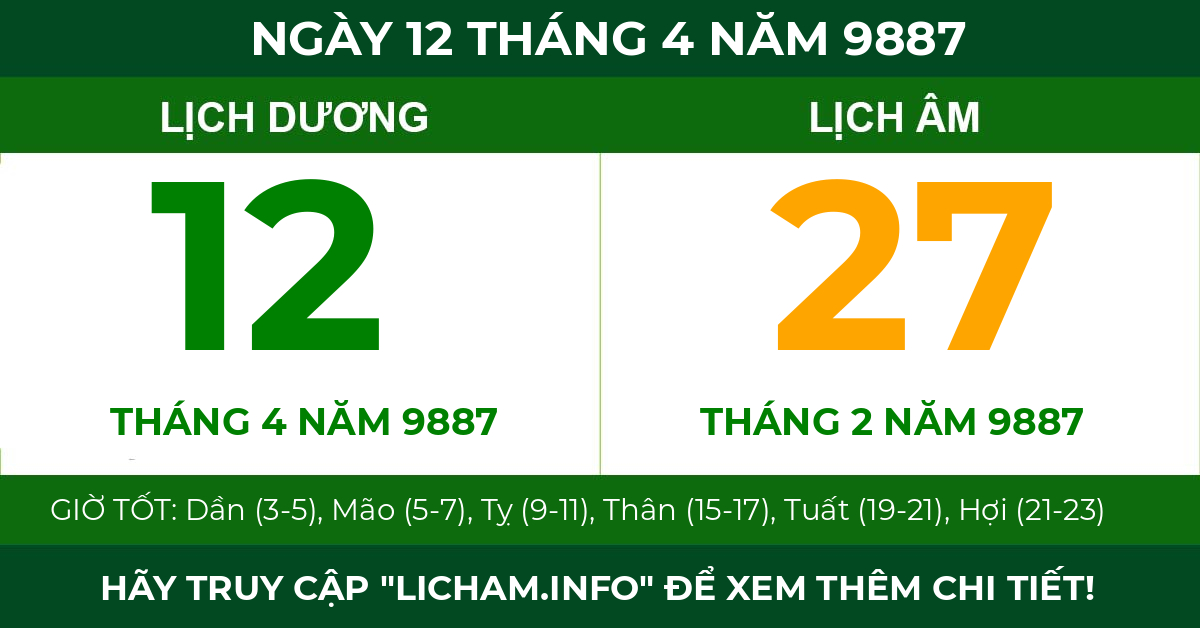 lịch âm ngày 12 tháng 4 năm 9887
