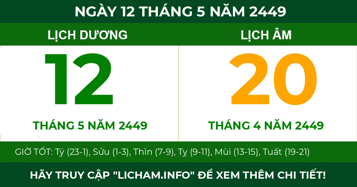 lịch âm ngày 12 tháng 5 năm 2449