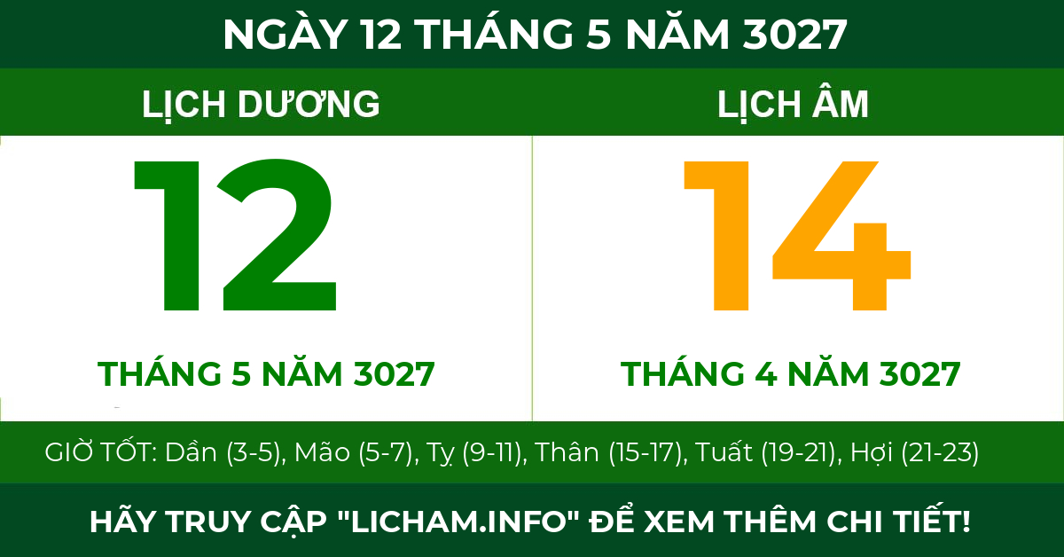 lịch âm ngày 12 tháng 5 năm 3027